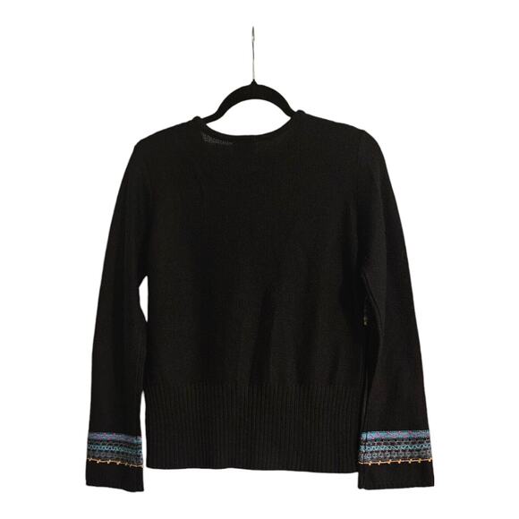CLC Womens Size SM Black Embroidered Sweater Crew Neck Long Sleeves Colorful - Picture 2 of 4